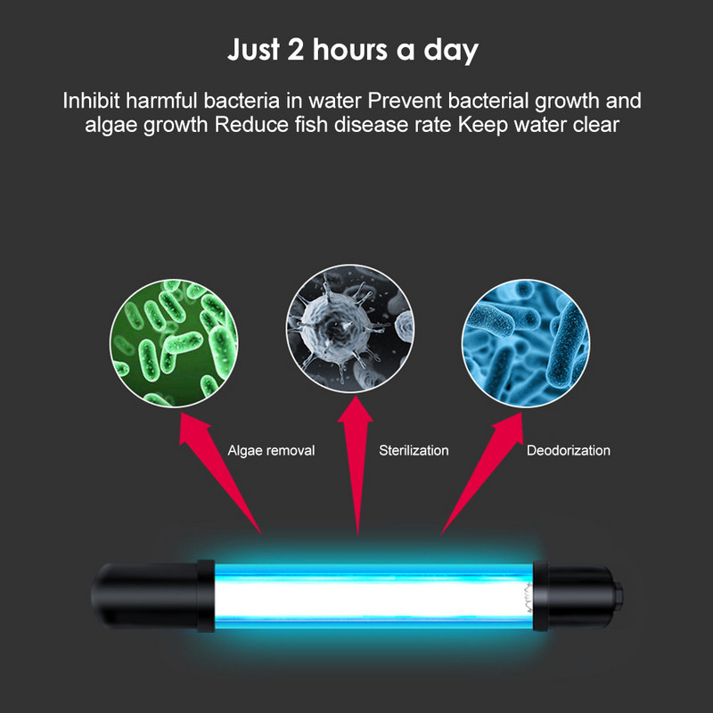 Merülő UV sterilizáló lámpa 220V 110V 5W/7W/9W/11W/13W Germicid fény Baktericid ultraibolya lámpa fertőtlenítő