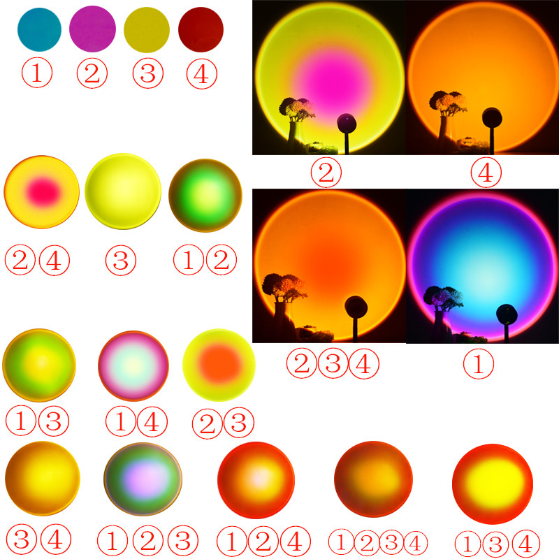 Lampă de masă 15 în 1 cu proiector de lumină apus de soare pentru sufragerie, bar, dormitor, decorarea casei, meditație, fotografie