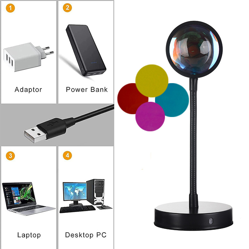 Lampă de masă 15 în 1 cu proiector de lumină apus de soare pentru sufragerie, bar, dormitor, decorarea casei, meditație, fotografie