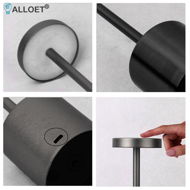 Šiuolaikinė LED įkraunama stalinė lempa Restoranas prie lovos USB belaidė stalinė lempa Nešiojama skaitymo viešbučio baro dekoras svetainei