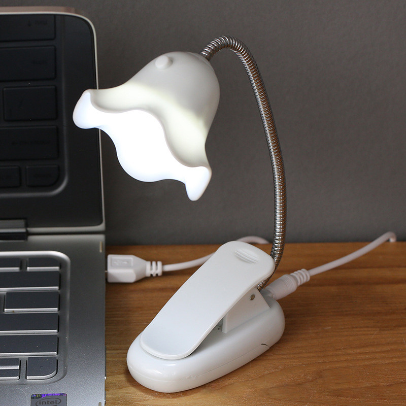 USB-klambrilamp LED Creative Morning Glory lugemislaualamp Õpilase laualamp Magamistoa voodivalgusti lauaarvuti öövalgusti