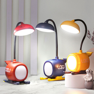 LED stolová lampa, kreslená USB lietadlo ochrana očí študijné stolové svetlo študentská internátna čítacia nočná lampa pre domácu dekoráciu