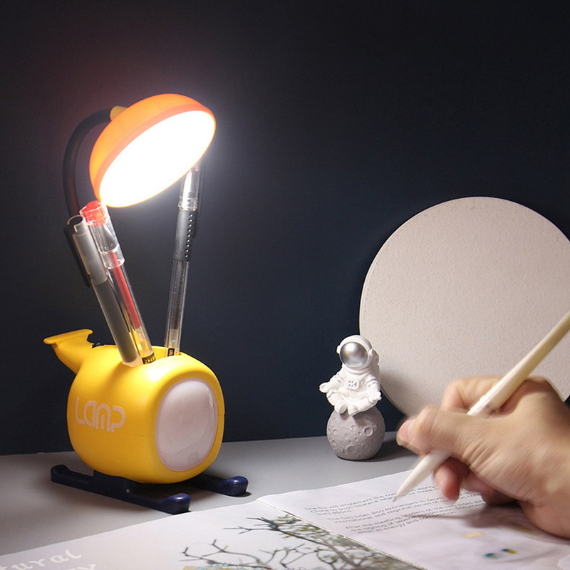 Lampă de birou cu LED, cu desene animate USB pentru protecția ochilor avionului, lumină de masă pentru studenți, cămin pentru citire, lampă de noptieră pentru decorarea casei