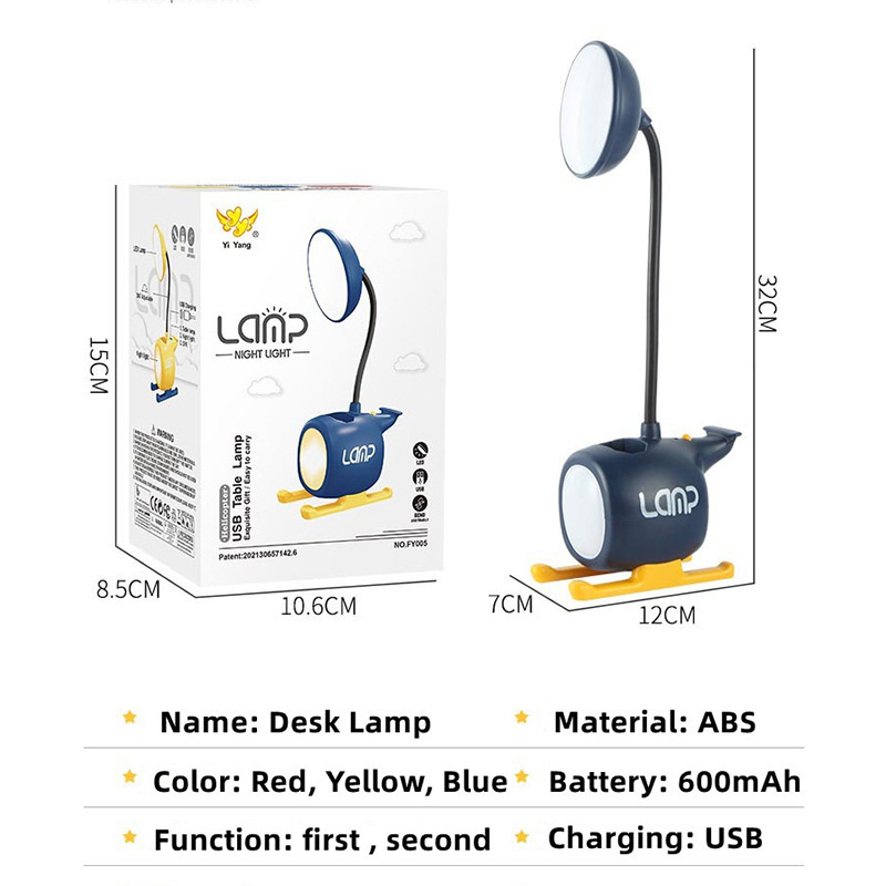 Lampă de birou cu LED, cu desene animate USB pentru protecția ochilor avionului, lumină de masă pentru studenți, cămin pentru citire, lampă de noptieră pentru decorarea casei
