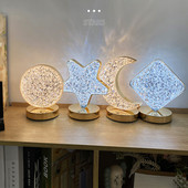 Romantična zvijezda Mjesec Dekorativna stolna svjetiljka Ukrasi Stolna svjetiljka za punjenje Touch 3 boje Noćne svjetiljke za spavaću sobu