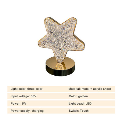 Romantična zvijezda Mjesec Dekorativna stolna svjetiljka Ukrasi Stolna svjetiljka za punjenje Touch 3 boje Noćne svjetiljke za spavaću sobu