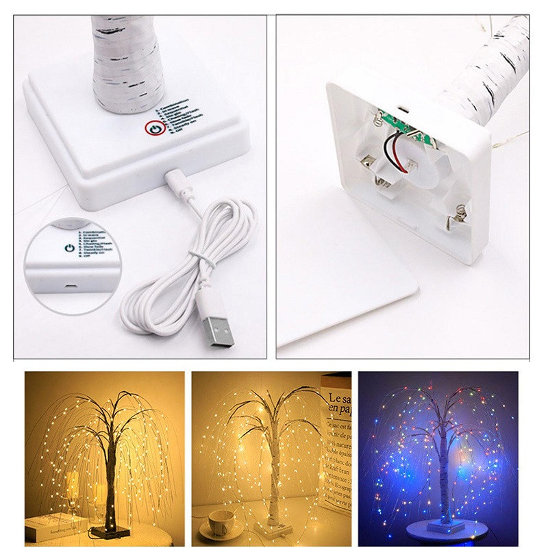 LED Willow éjszakai lámpa Gypsophila színes fa távirányítós asztali lámpa otthoni hálószoba esküvői karácsonyi beltéri dekorációval