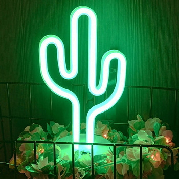 Cactus Neon Sign USB или 3AA батерия Неонови светлини Neon Led Фея за дома Коледа Сватбен бар Декорация Неонови светлини Декорация на табели