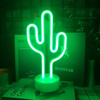 Cactus Neon Sign USB или 3AA батерия Неонови светлини Neon Led Фея за дома Коледа Сватбен бар Декорация Неонови светлини Декорация на табели