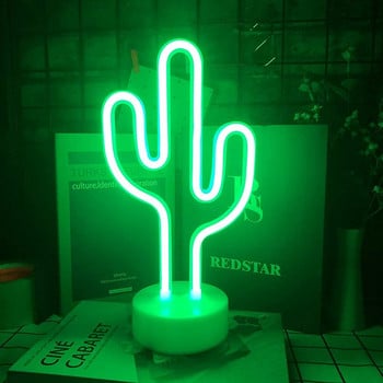 Cactus Neon Sign USB ή 3AA Battery Neon Lights Neon Led Fairy for Home Χριστουγεννιάτικη διακόσμηση μπαρ γάμου Φώτα νέον Διακόσμηση πινακίδας