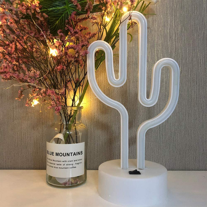 Cactus Neon Sign USB arba 3AA Baterijos Neoniniai žibintai Neoniniai LED fėja namams Kalėdų vestuvių baro dekoravimas Neoninių šviesų ženklų dekoras