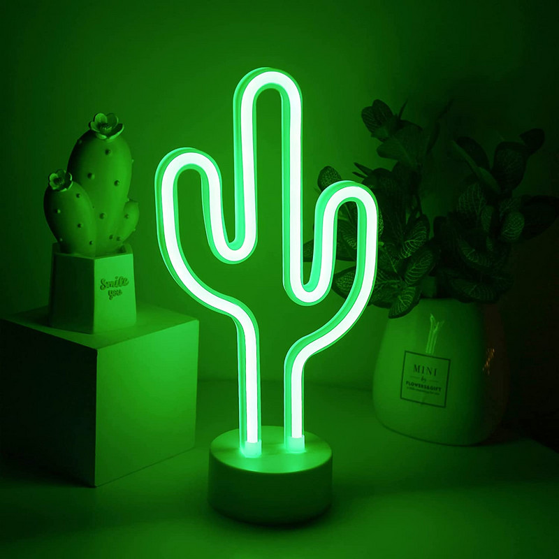 Cactus Neon Sign USB arba 3AA Baterijos Neoniniai žibintai Neoniniai LED fėja namams Kalėdų vestuvių baro dekoravimas Neoninių šviesų ženklų dekoras