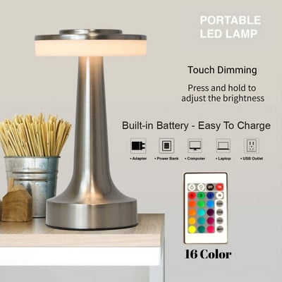 Lampă de masă pentru bar retro Lămpi de birou cu reglaj la atingere Lumină de noapte reîncărcabilă cu protecție a ochilor Cafea Restaurant Iluminat de noptie pentru hotel