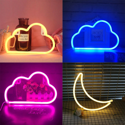 LED Cloud Design Neon Lumină de noapte Artă Lumini decorative Lampă de perete din plastic pentru copii Camera bebelușului Iluminat de vacanță Petrecere de Crăciun