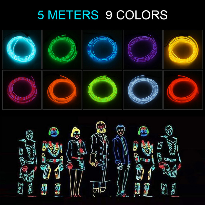 Neoninė lemputė El Led Neoninė viela po automobiliu Lankstus minkštas vamzdelis Kalėdų LED juostos ženklas Anime / kūno moteris / kambariai Virvės šviesa RGB