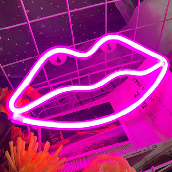 Lip Neon Sign Battery and USB Dual Powered Light LED For Party Decoration Επιτραπέζιο Φωτιστικό τοίχου Δώρο για γυναίκες