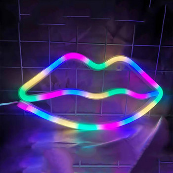 Lip Neon Sign Battery and USB Dual Powered Light LED For Party Decoration Επιτραπέζιο Φωτιστικό τοίχου Δώρο για γυναίκες