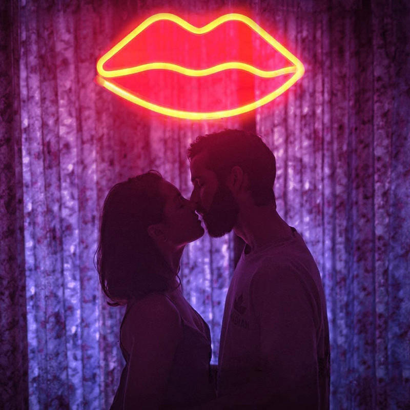 Lūpų neoninės iškabos baterija ir USB dvigubai maitinamas LED apšvietimas vakarėliui namų dekoravimui stalo lempa Sieninės dekoracijos šviesos dovana moterims