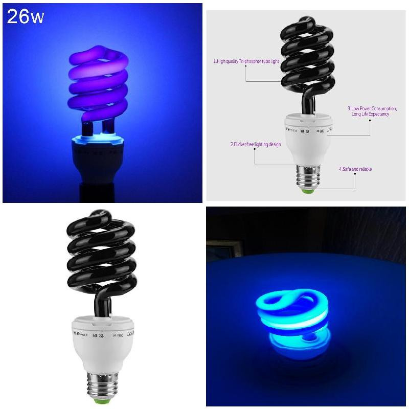 Lumină LED 220V 36W 40W E27 Ultraviolet UV Spiral Economisire energie Lampă BlackLight Lampă UV pentru Studio Expoziție Iluminat în aer liber EL