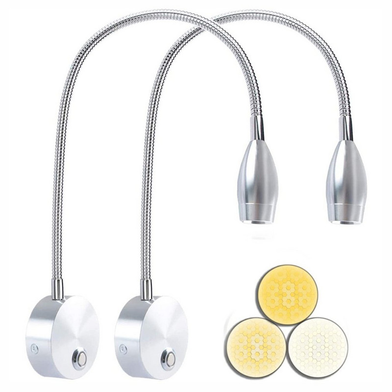 Olvasólámpa éjjeli falra szerelhető lámpák 3 W LED szabályozható fényerejű Egyszerűen állítható színhőmérsékletű olvasólámpa