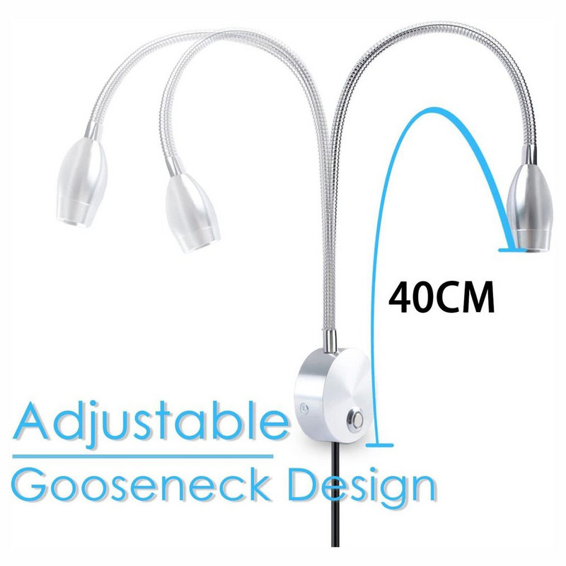 Olvasólámpa éjjeli falra szerelhető lámpák 3 W LED szabályozható fényerejű Egyszerűen állítható színhőmérsékletű olvasólámpa