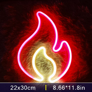 Liepsnos neoninė iškaba raudona ir geltona liepsnos neoninė šviesa liepsna Led šviesos iškaba vaikams kūdikių kambario vestuvių vakarėlio sienos dekoras kabantis šviestuvas