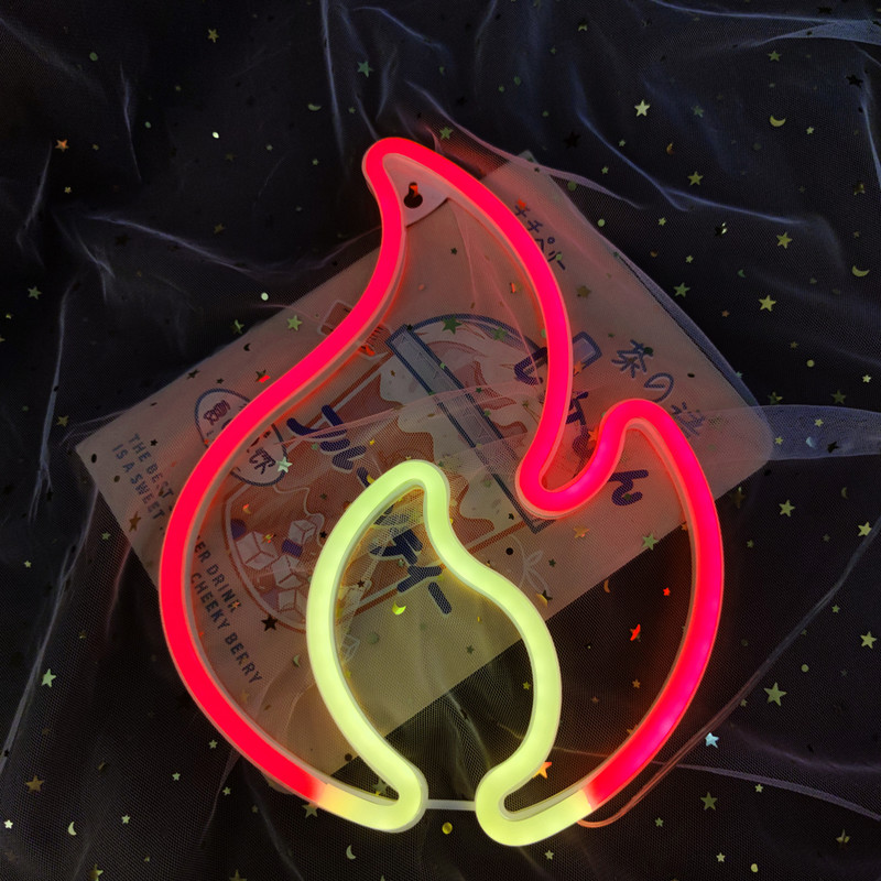 Liepsnos neoninė iškaba raudona ir geltona liepsnos neoninė šviesa liepsna Led šviesos iškaba vaikams kūdikių kambario vestuvių vakarėlio sienos dekoras kabantis šviestuvas