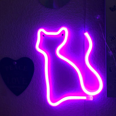 Cat Kitty Neon Sign Lights Декорация на стена Usb/Battery Bar Ktv Snack Shop Търговско осветление Led Neon Night Light Стаен декор