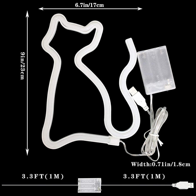 Cat Kitty neoninių ženklelių šviestuvai sienų dekoravimas USB / baterijų baras KTV užkandžių parduotuvė Komercinis apšvietimas LED neoninės nakties šviesos kambario dekoras