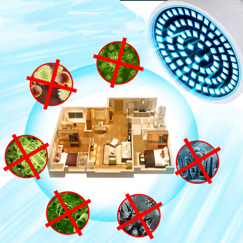 E27 UVC desinfitseerimislamp 8W osoon UV bakteritsiidne steriliseerimislamp 110V/220V LED ultraviolettvalgusega steriliseerija tapavad lestad