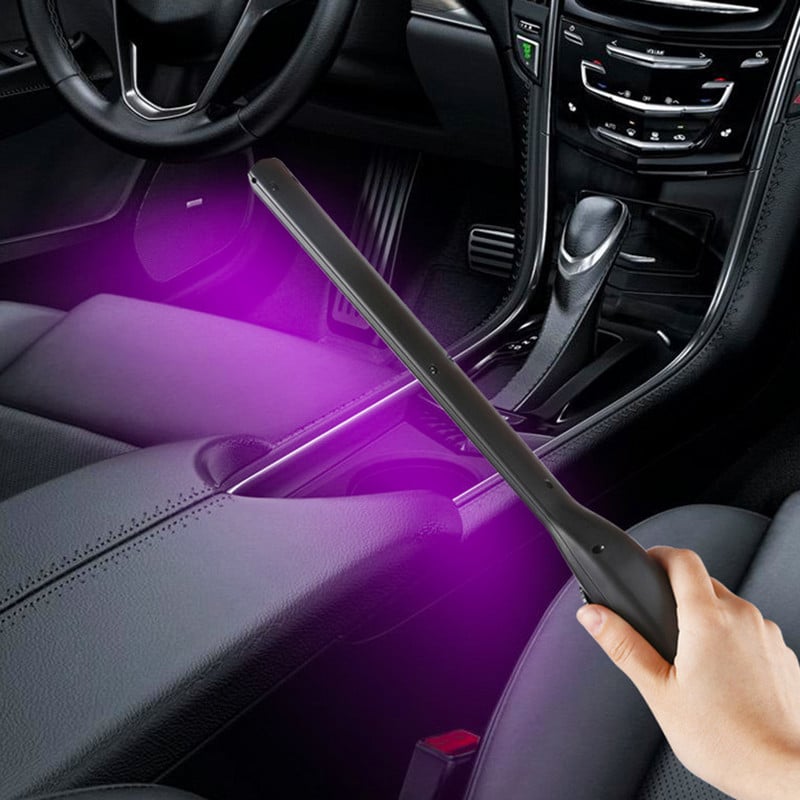 Bakteritsiidse lambi desinfitseerimispulk UVC ultraviolettkiirgusega, kaasaskantav käeshoitav majapidamissteriliseerimine, lestade ja suitsu lõhn, lilla hele