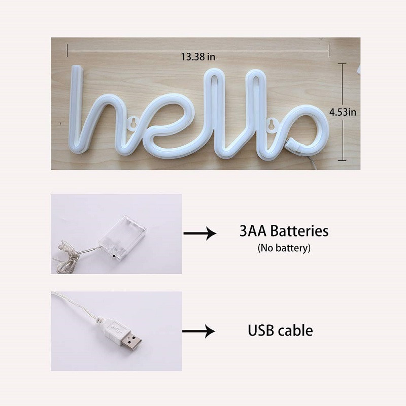 Sveiki, neoninės šviesos LED sieniniai šviestuvai parduotuvės sveikinimo ženklai Namų dekoras Naktinė lempa Vakarėlis Vestuvių langas Parduotuvė Baterija ir maitinamas USB