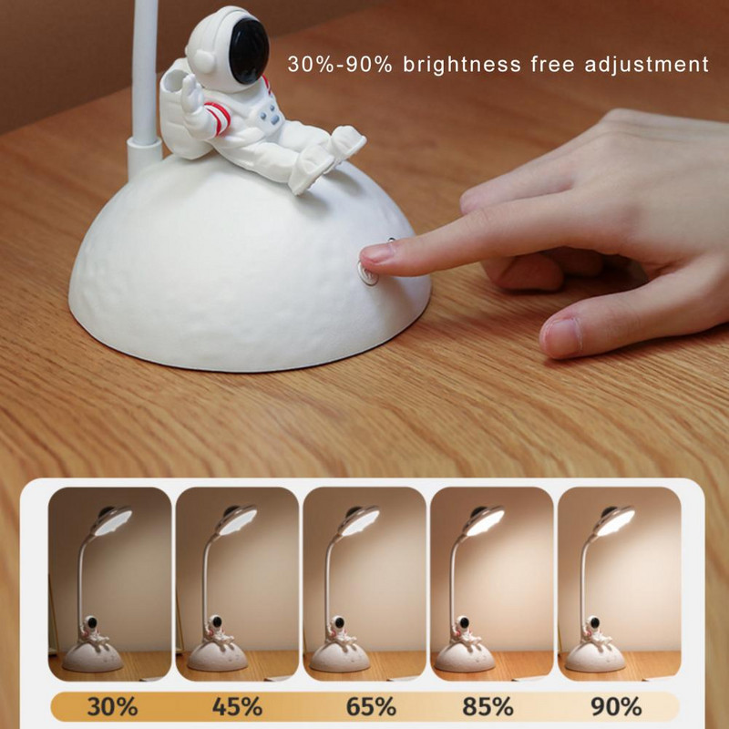 1 sada praktických čítacích lámp, stolová lampa z ABS plastu, nastaviteľná o 180 stupňov, ochrana očí, kreslený astronaut, LED projektorová stolová lampa