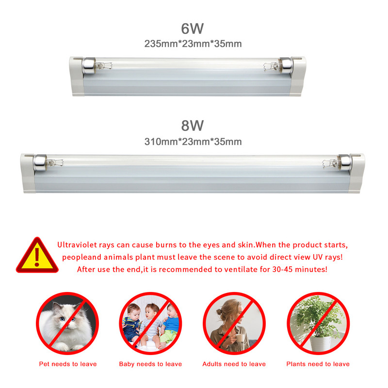UV lempa Ultravioletinė kvarcas 110V 220V Be / Su kištuku T5 vamzdinė lemputė Namuose UV lemputė Virtuvės Tualetui Miegamajame Ozono UVC šviestuvai