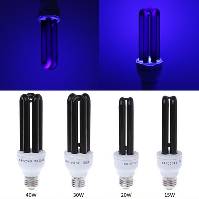 Ultraibolya UV lámpa 15W 20W 30W 40W Fekete fény Kék Izzó Fénycső érzékelő lámpa E27 220V Violet Lure lámpa Dekoráció