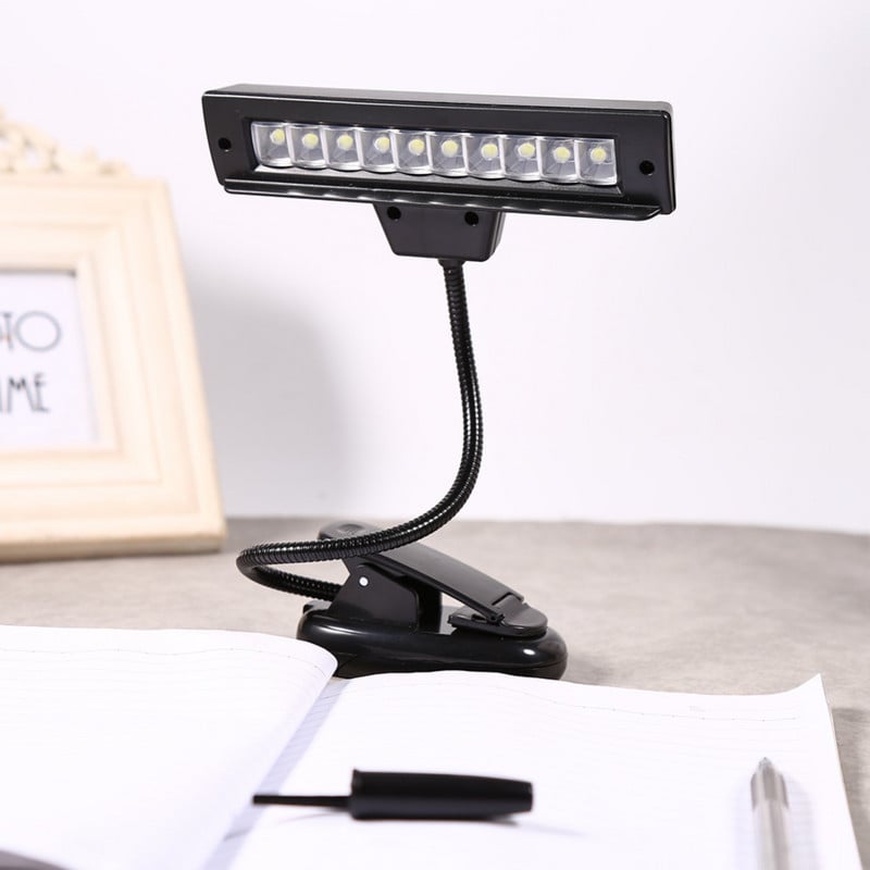 Lampă cu clips cu 10 LED Suport pentru muzică Lumină cu clemă Luminoasă, flexibilă, reglabilă, pentru birou, pentru dormitor, lămpi de lectură, lampă de studiu, lumini, vânzare caldă