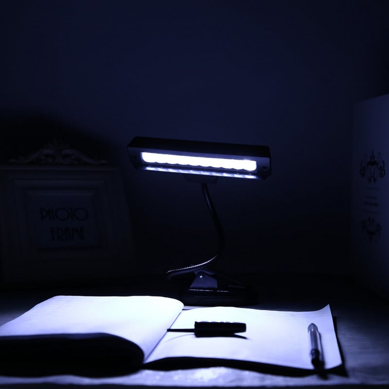 Lampă cu clips cu 10 LED Suport pentru muzică Lumină cu clemă Luminoasă, flexibilă, reglabilă, pentru birou, pentru dormitor, lămpi de lectură, lampă de studiu, lumini, vânzare caldă