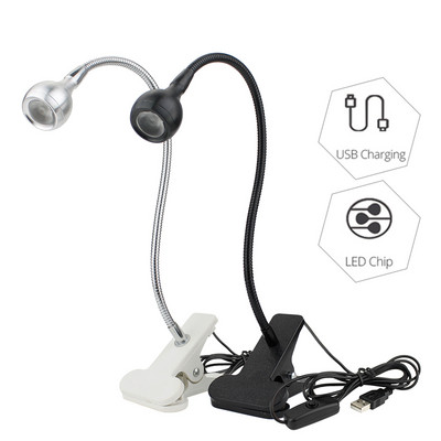 USB LED galda lampa balts/silti balts/UV DC5V uzlādējama galda lampa ar klipsi lasīšanai mācību biroja nakts darba melns/šķiedrs