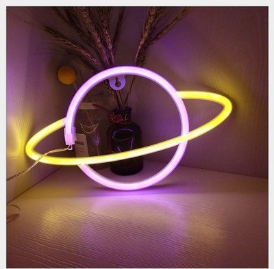 LED neoninio ženklo Svetimo formos sieniniai šviestuvai, skirti namų vaikų kambariui „Saucerman“ naktinės lempos Kalėdų vakarėlio šventinio meno dekoras