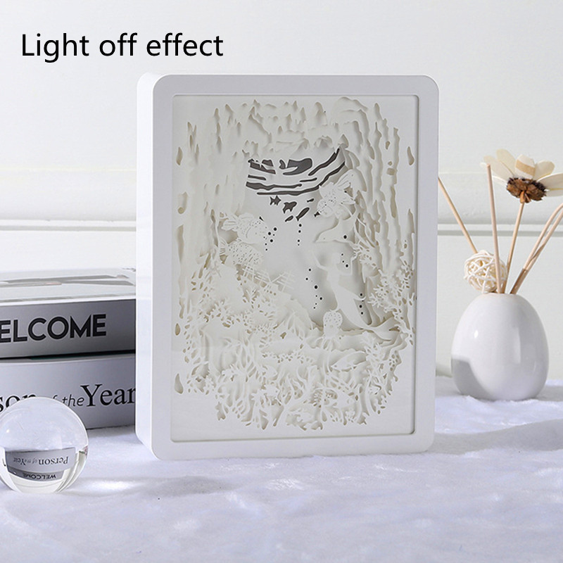 LED-es papírfaragás éjszakai lámpa USB fény és árnyék lézeres üreges 3d háromdimenziós hálószoba éjjeli dekorációs asztali lámpa 2022