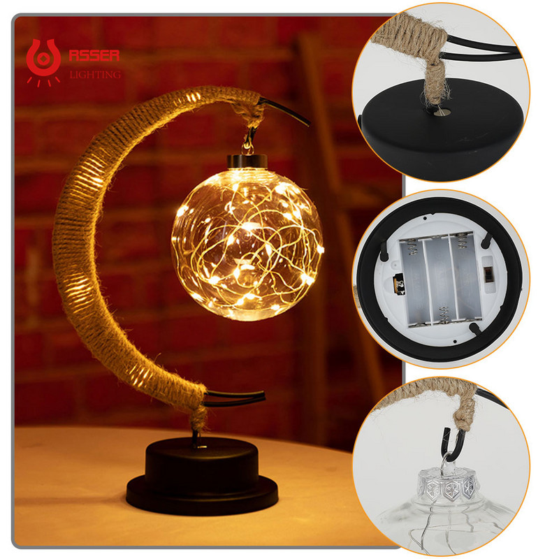 RSSER LED Mēness lampa Nakts gaismas EID Mubarak Ramadan Dekorācijas Galda lampas Nakts gaisma Mājas Dekorācijas Gultas gaisma