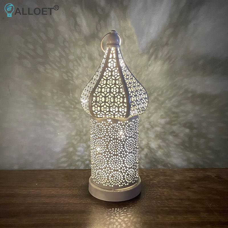 Lanternă goală LED Vintage Maroc Lămpi din fier forjat Masă de acasă Interior Dormitor Living Decoratiuni artistice