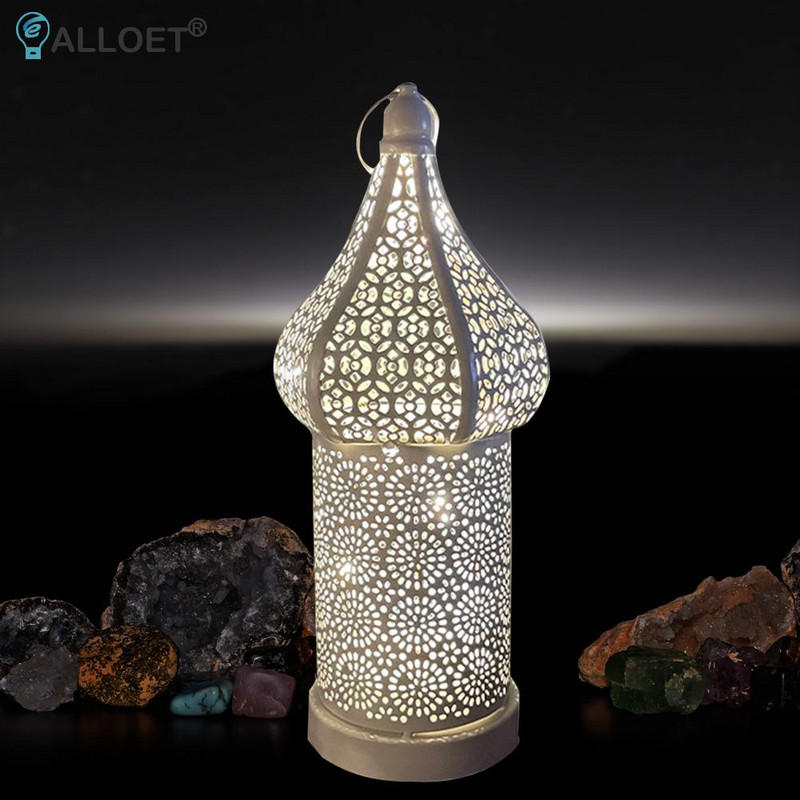Lanternă goală LED Vintage Maroc Lămpi din fier forjat Masă de acasă Interior Dormitor Living Decoratiuni artistice