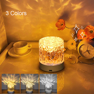 Érintőkapcsolós Atmoszféra Hálószoba asztali lámpák Víz hullámos vetítésű környezeti világítás bárpulthoz Dekoratív éjjeli lámpa ajándéknak