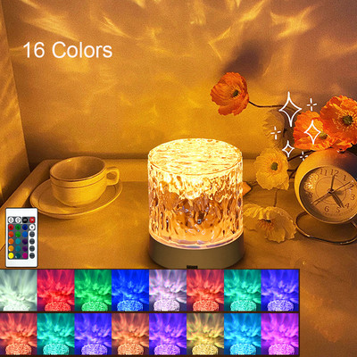 Érintőkapcsolós Atmoszféra Hálószoba asztali lámpák Víz hullámos vetítésű környezeti világítás bárpulthoz Dekoratív éjjeli lámpa ajándéknak