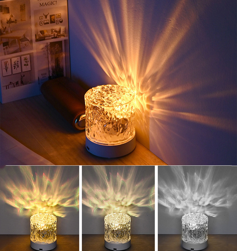 Érintőkapcsolós Atmoszféra Hálószoba asztali lámpák Víz hullámos vetítésű környezeti világítás bárpulthoz Dekoratív éjjeli lámpa ajándéknak