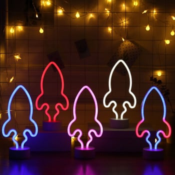 Led Neon Light Πολύχρωμο Rocket Neon Sign Planet Επιτραπέζιο Φωτιστικό για Δωμάτιο Σπίτι Διακόσμηση Γάμου Χριστουγεννιάτικο Δώρο Φωτιστικό Neon