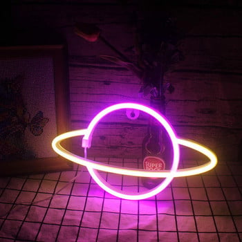 Led Neon Light Πολύχρωμο Rocket Neon Sign Planet Επιτραπέζιο Φωτιστικό για Δωμάτιο Σπίτι Διακόσμηση Γάμου Χριστουγεννιάτικο Δώρο Φωτιστικό Neon