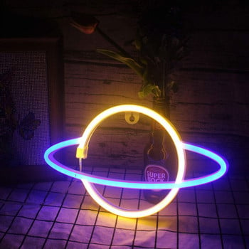 Led Neon Light Πολύχρωμο Rocket Neon Sign Planet Επιτραπέζιο Φωτιστικό για Δωμάτιο Σπίτι Διακόσμηση Γάμου Χριστουγεννιάτικο Δώρο Φωτιστικό Neon