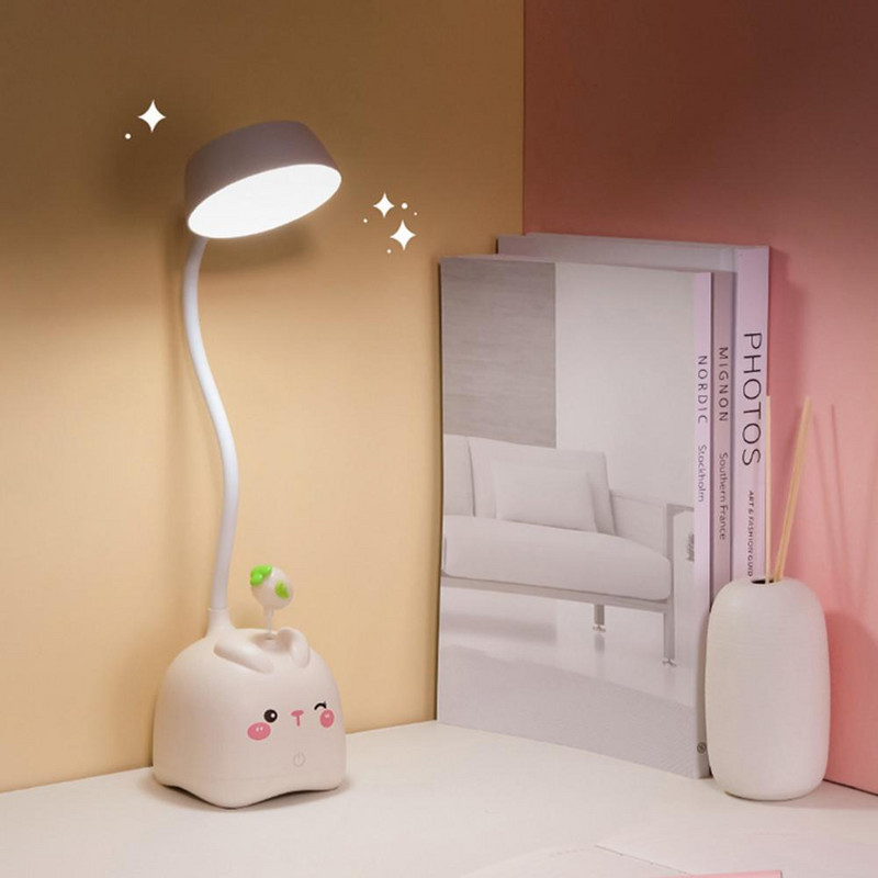 Asztali lámpa Szemvédő érintőképernyős vezérlés szabályozható, hordozható aranyos LED lámpa, újratölthető villogásmentes lágy fény LED éjszakai lámpa